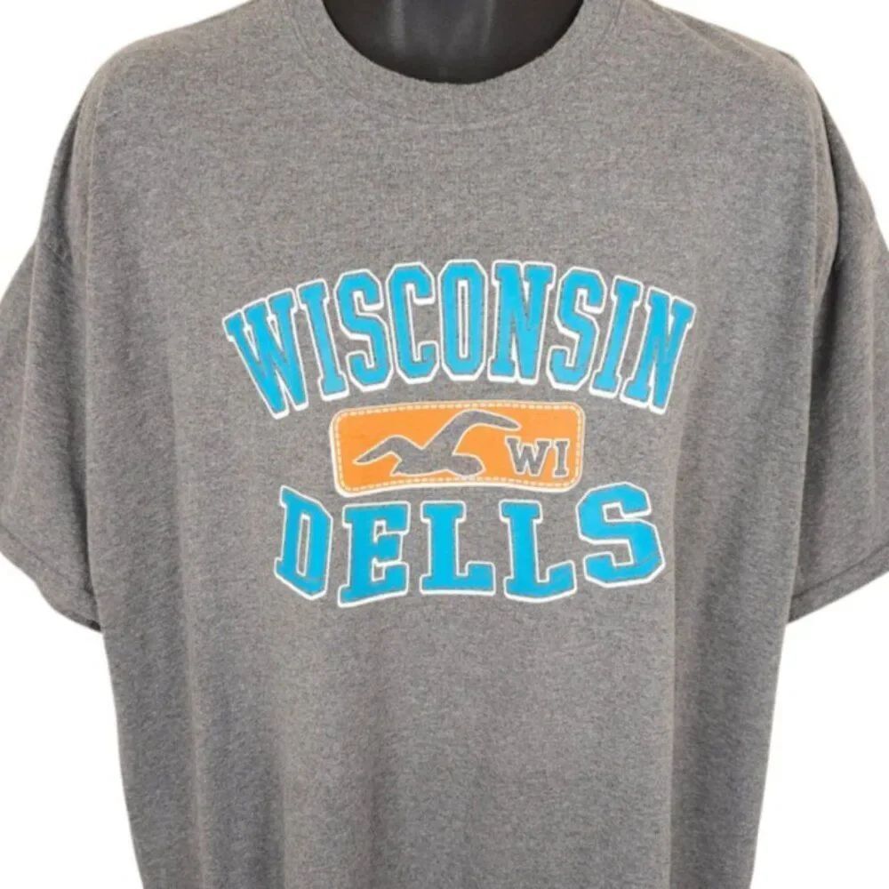 Wisconsin Dells T Shirt Mens Size 2XL Gray Travel Destination Tee